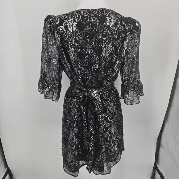 VAMPIRE'S WIFE X H&M "Mystique" Lace Mini Dress Black Silver Size Large NWT - Picture 6 of 9